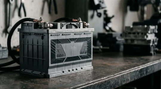 Batterie de voiture moderne AGM ou EFB pour système Start & Stop avec connecteurs visibles