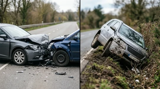 Comparaison visuelle entre deux scénarios d'accidents automobiles illustrant la différence entre garantie collision et tous accidents