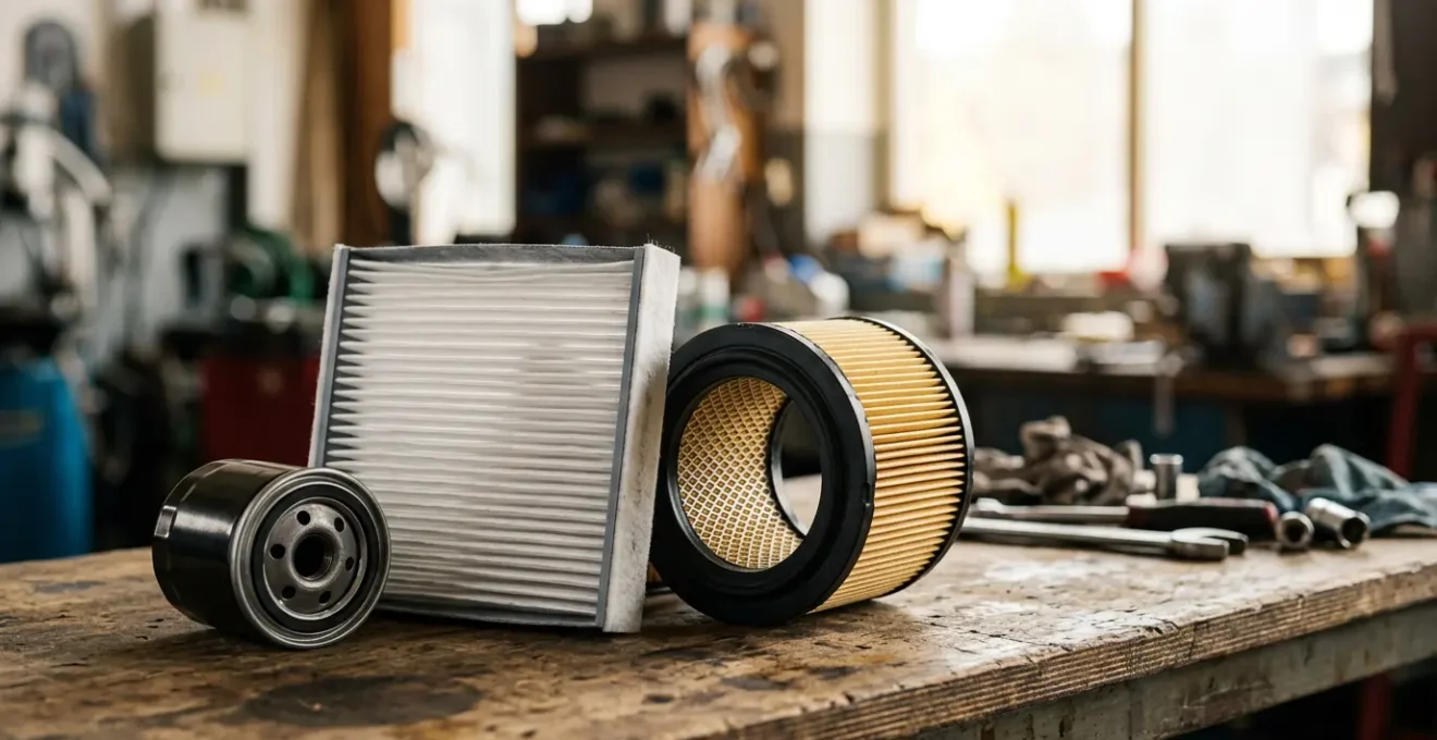 Gros plan sur des filtres automobiles neufs pour l'entretien préventif du véhicule