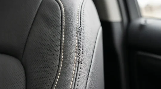 Gros plan sur siège automobile haut de gamme recouvert d'une housse élégante et sécurisée compatible airbag