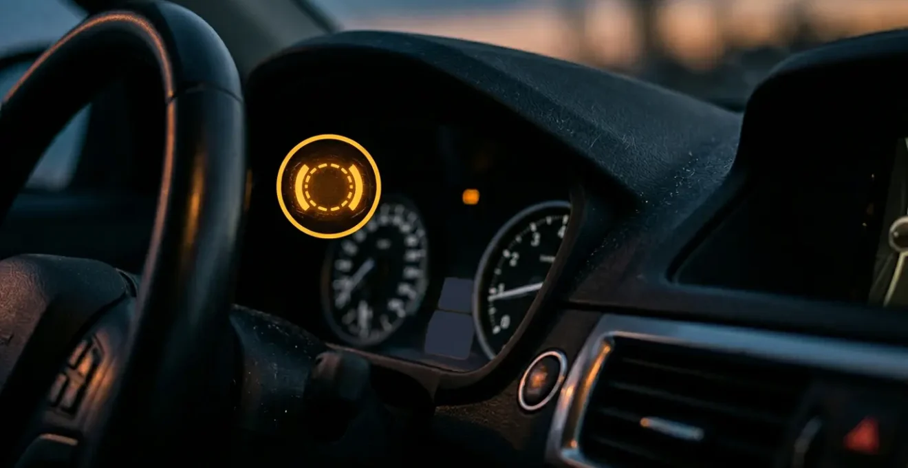 Tableau de bord automobile moderne avec voyant ABS illuminé en orange