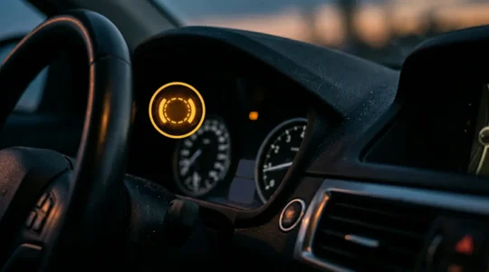 Tableau de bord automobile moderne avec voyant ABS illuminé en orange