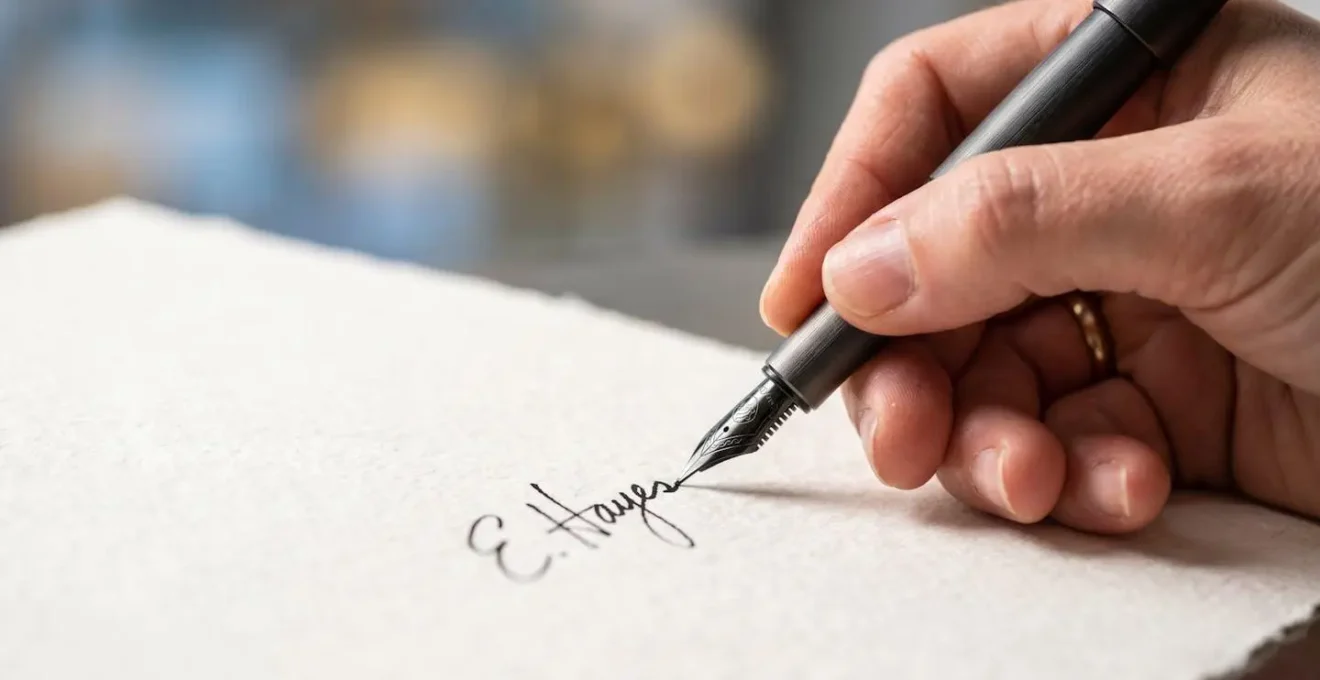 Gros plan sur la signature d'un document relatif au prêt de véhicule